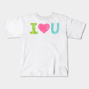 I Love U Chalkboard Drawing Kids T-Shirt